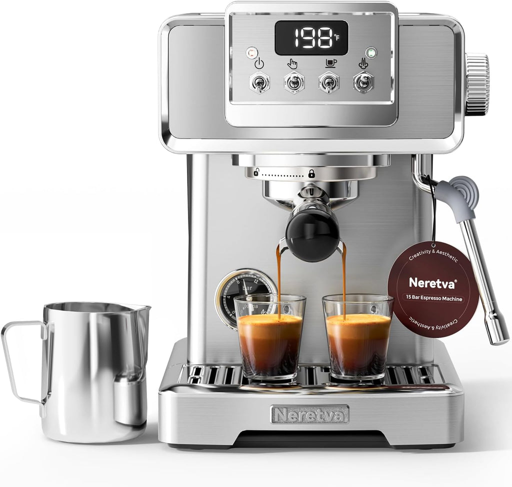 15 Bar Stainless Steel Espresso Machine with Milk Frother X647645