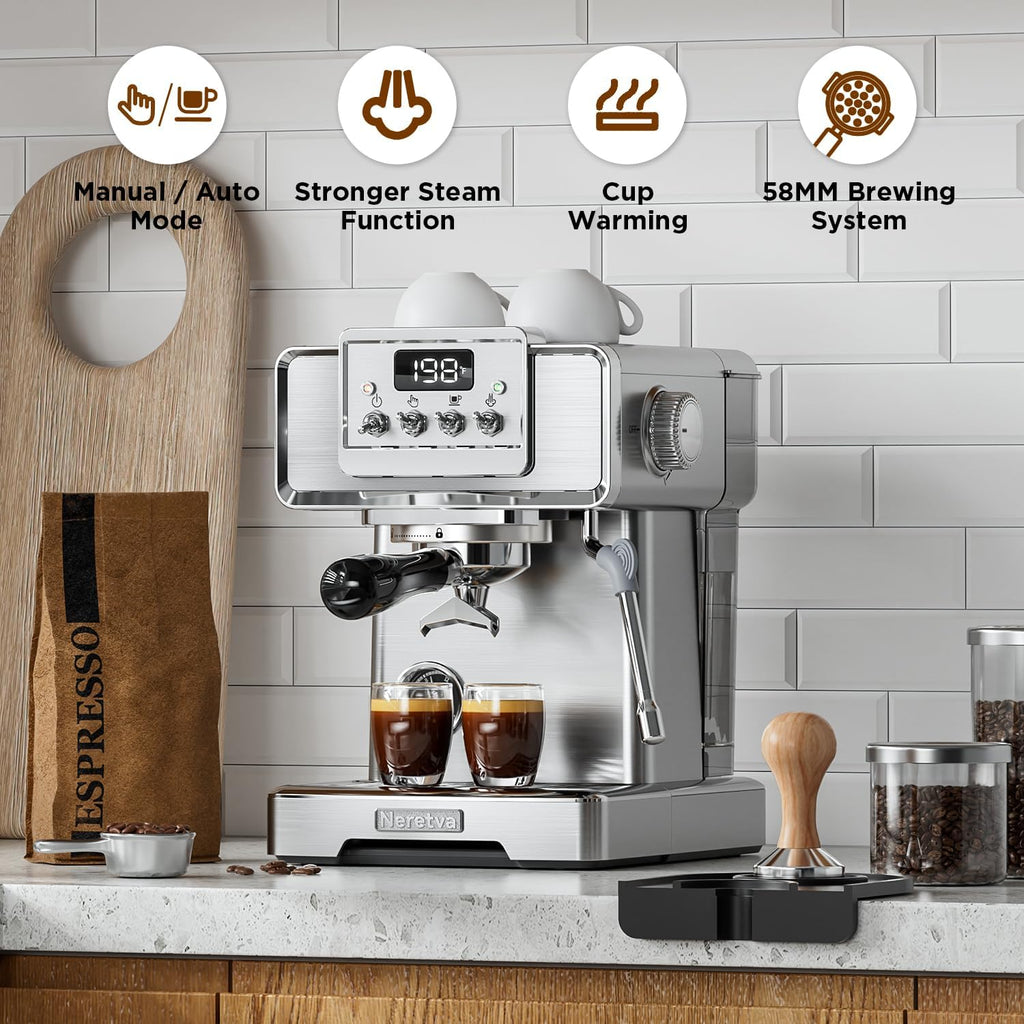 15 Bar Stainless Steel Espresso Machine with Milk Frother X647645