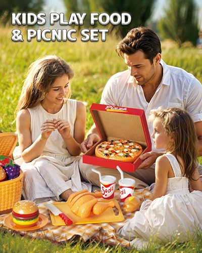 80pcs Pretend Play Food Set with Picnic Basket P4288