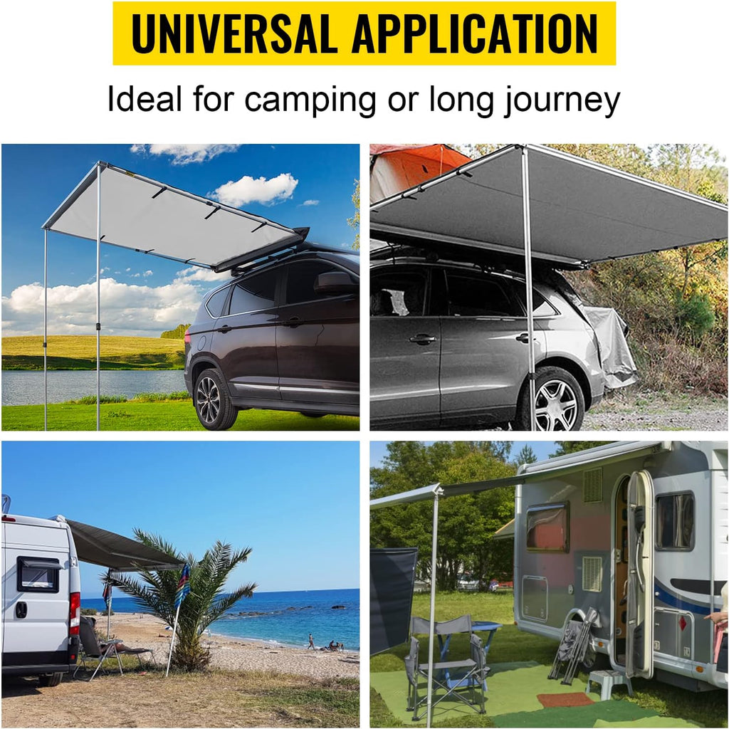 Car Side Awning, 7.6'x8.2', Retractable Waterproof UV50+ with Carry Bag, Grey M50724