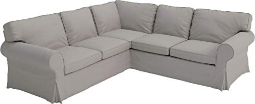 Polyester Flax Light Gray Slipcovers for 2 + 2 Sectional Corner Sofa J87535