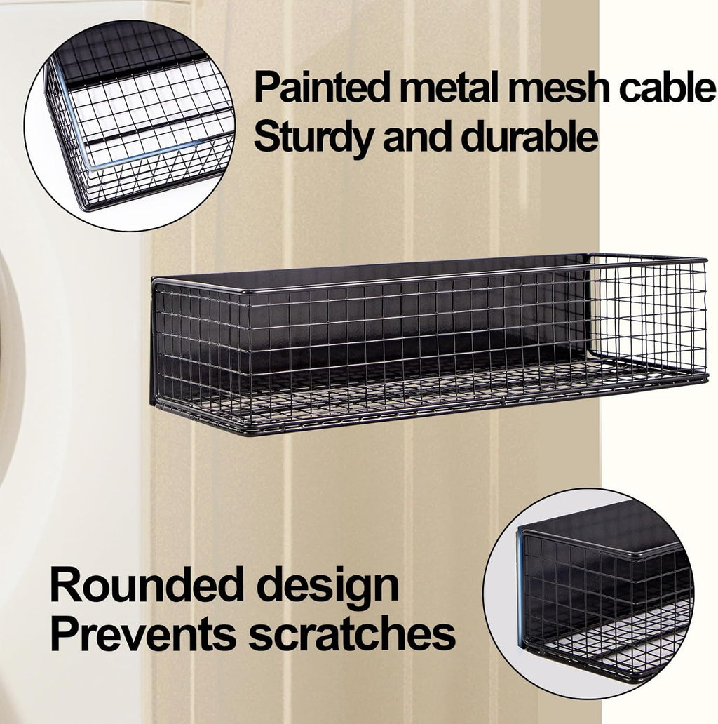 Black Magnetic Wire Mesh Shelf, 13.77" x 5.11" x 3.26" X691934