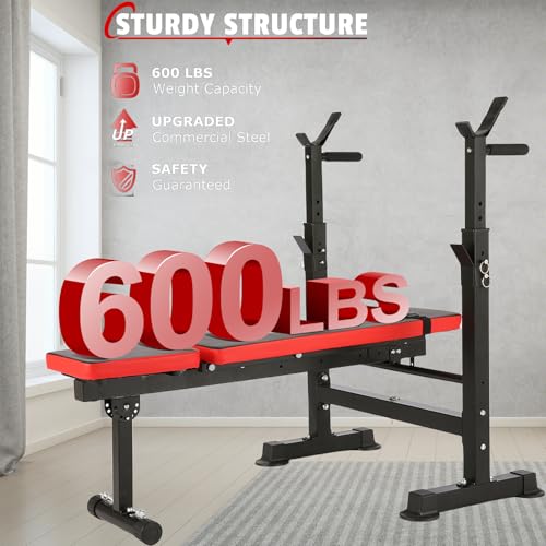 Adjustable 6 in 1 Weight Bench with Squat Barbell Rack U891