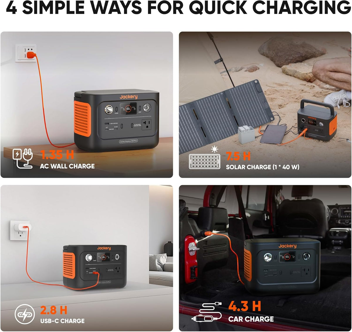 Portable Power Station with 40W Solar Panel, 288Wh LiFePO4 Battery, 300W AC Outlet D2504