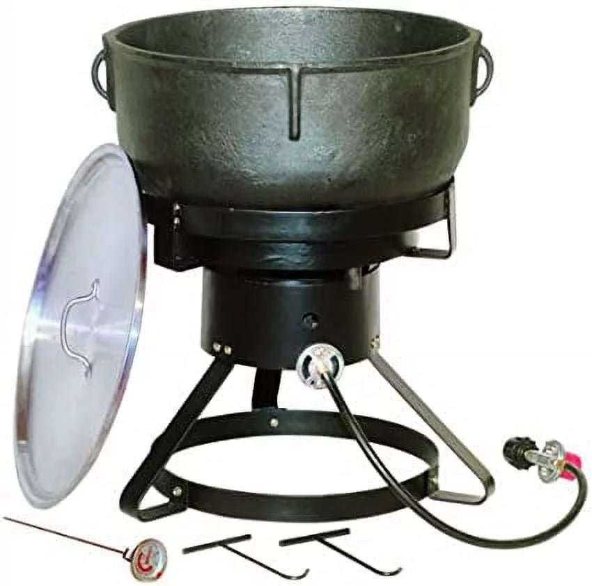 17.5-Inch Outdoor Cooker with 10-Gallon Cast Iron Jambalaya Pot I849921