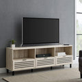 Modern Wood TV Stand with Slat Doors, 58 Inch, Dark Walnut D760670