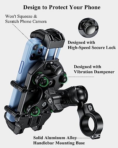 Motorcycle Phone Holder with Vibration Dampener Handlebar Mount U141481