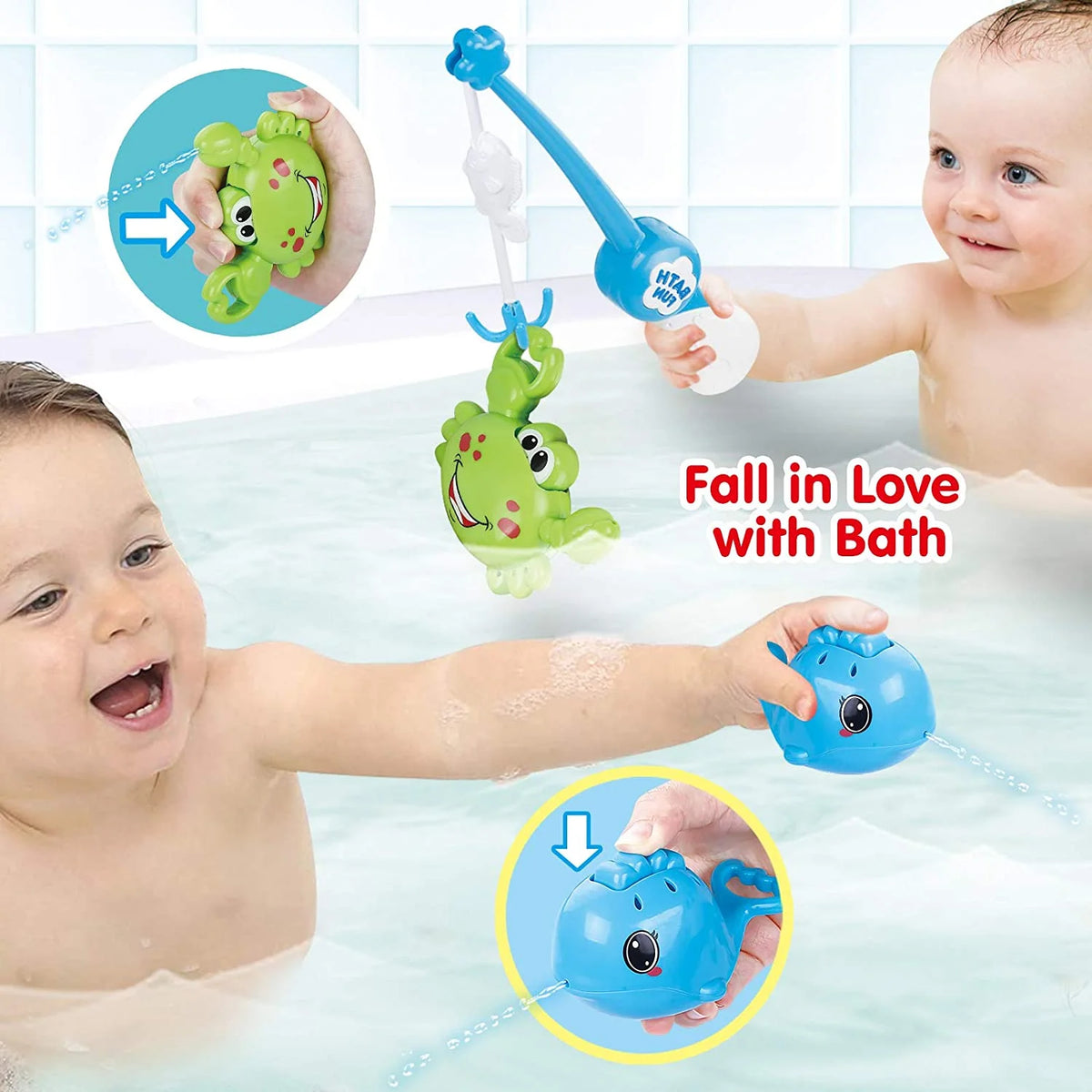 Mold Free Fishing Games Swimming Whales Water Table Pool Bath Toy for Toddlers N807619