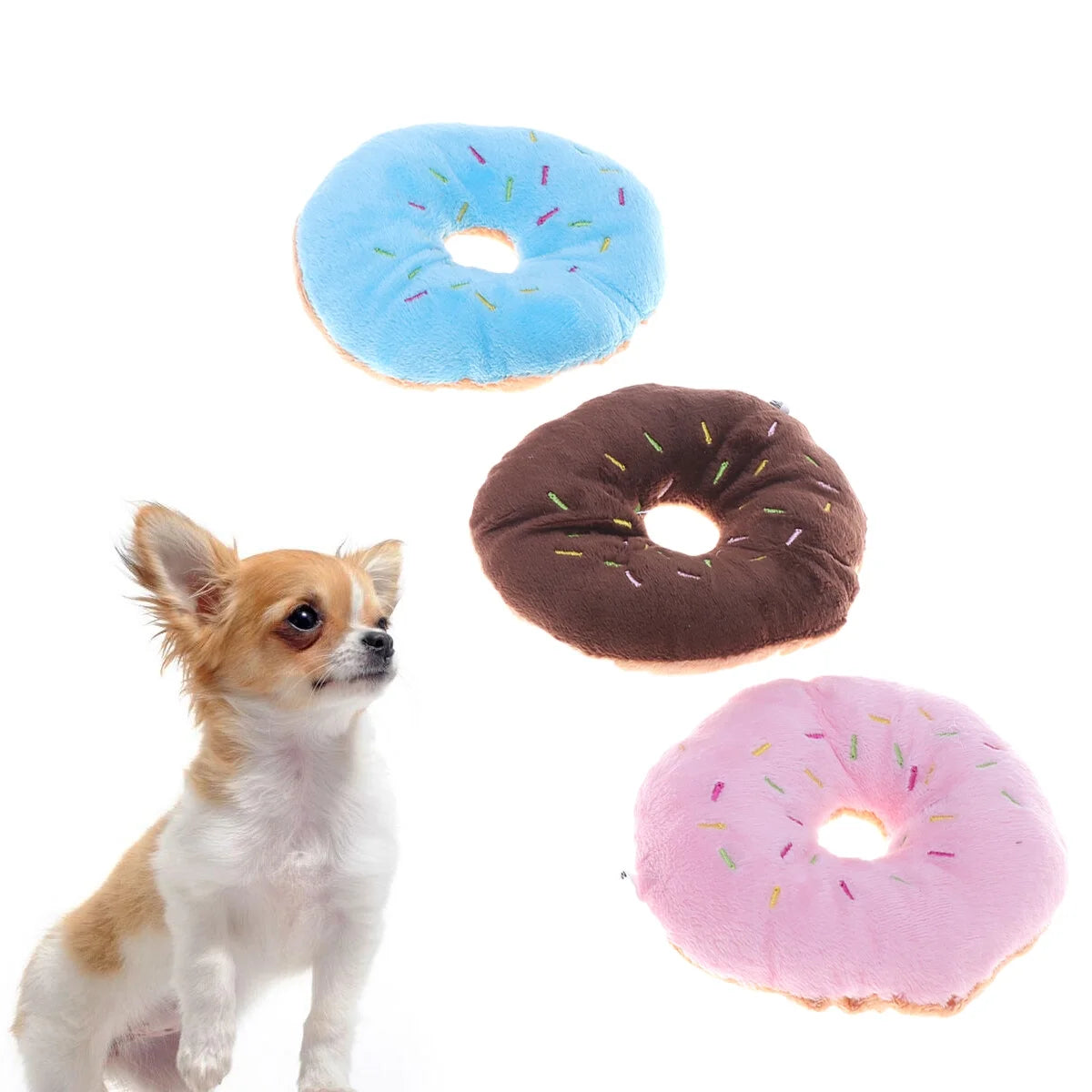 Squeaky Plush Donut Dog Toy M6463
