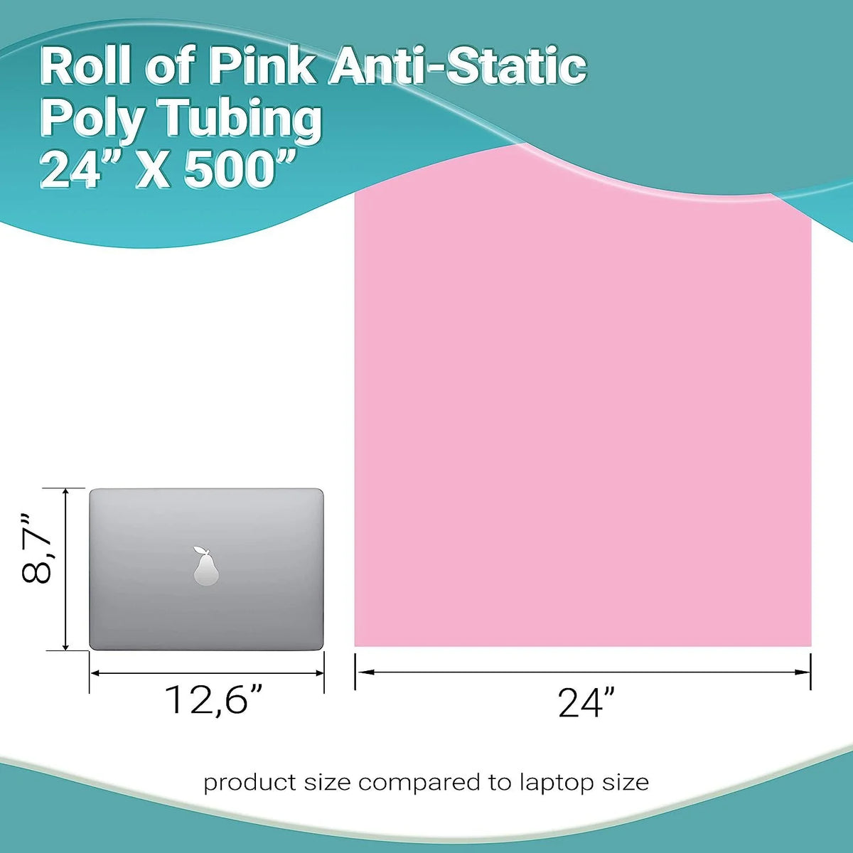 Pink Anti-Static Poly Tubing 24" x 500 6 mil F534