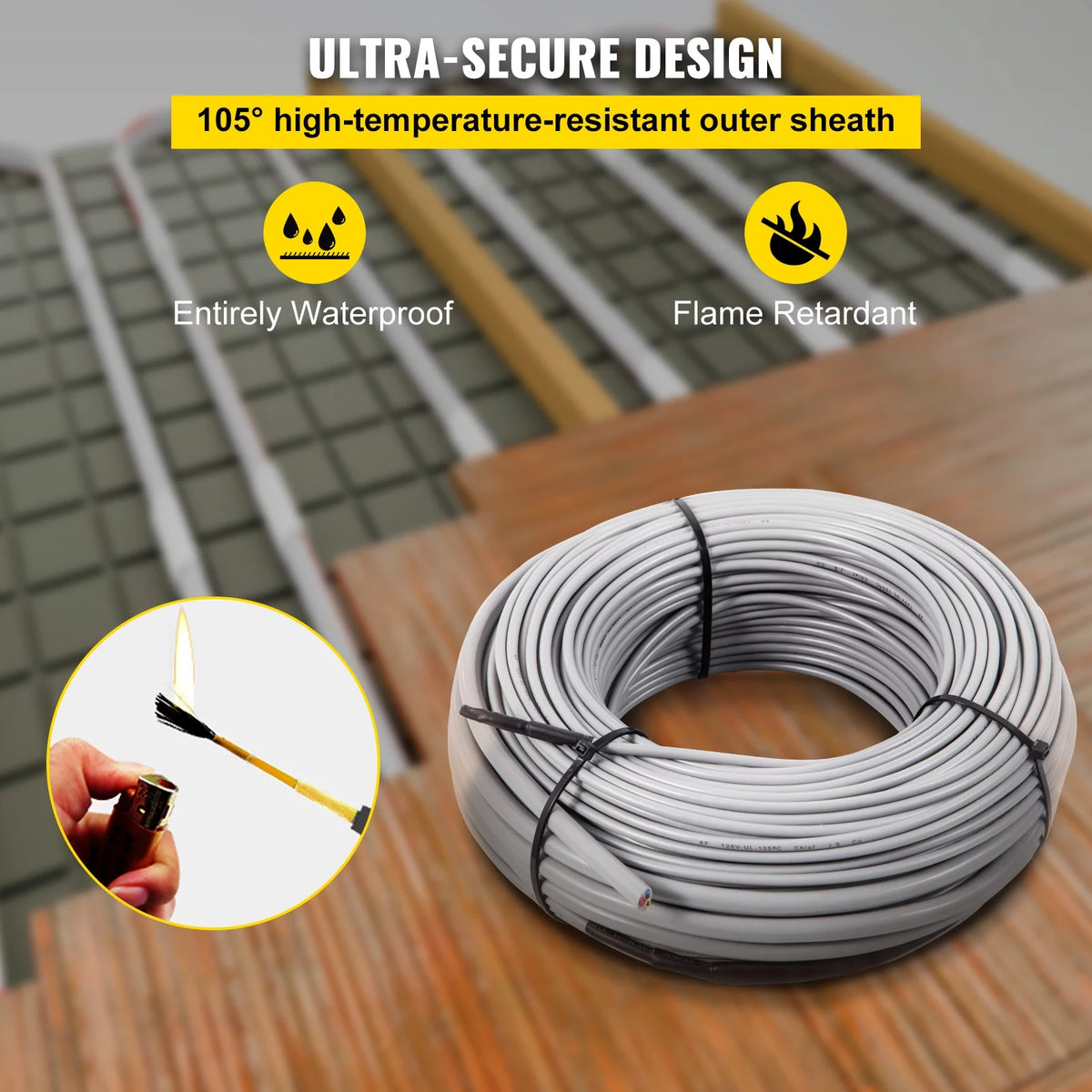 21.4 Square Feet Waterproof Insulated Floor Heating Cable B702