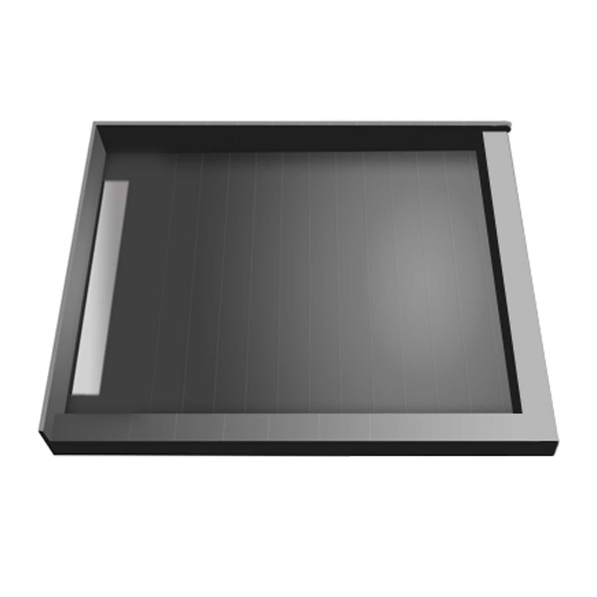 Trench Shower Pan with Left Drain and Right Dual Curb O434773