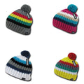 1 Dozen Thick Cable Knit Stripped Beanies Pom J811027