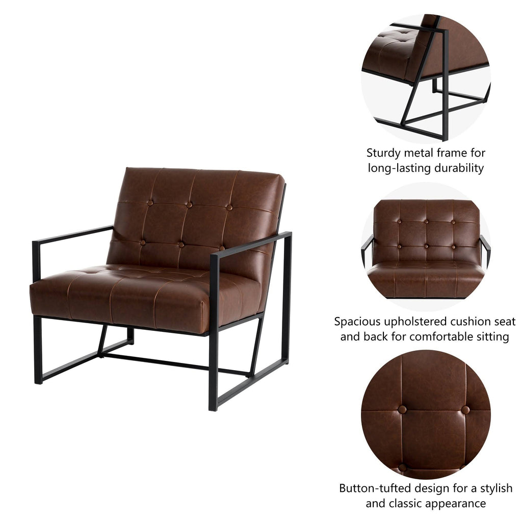 Black PU Leather Tufted Accent Chair G65684