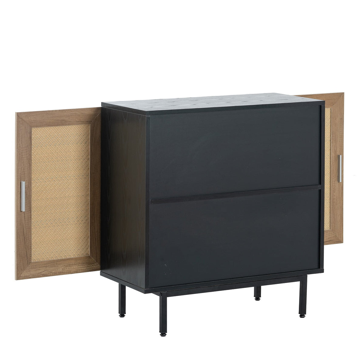 Black Rattan Storage Cabinet with 2 Doors C651
