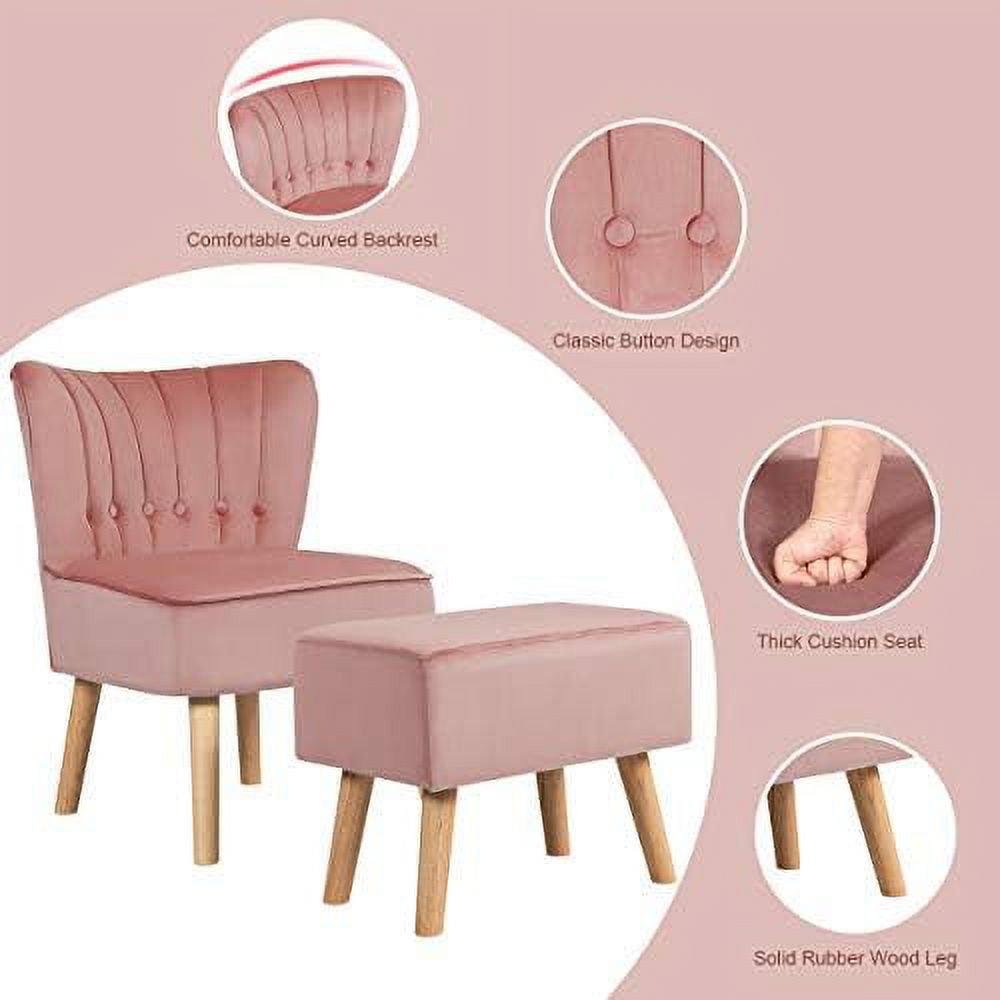 Velvet Accent Chair Ottoman Set M244