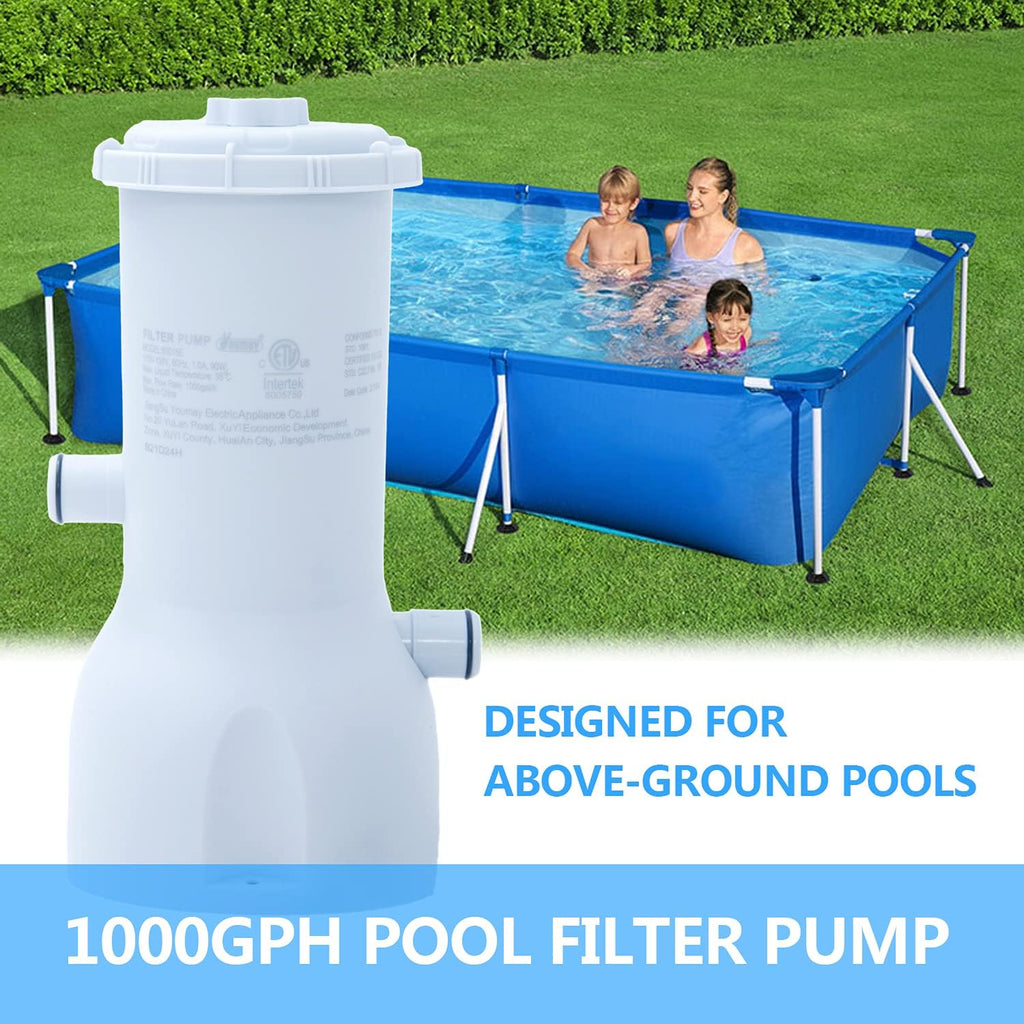 1000 GPH Above Ground Pool Filter Pump with 1 Filter Cartridge, 110-120V with GFCI, Pack of 2 E8057