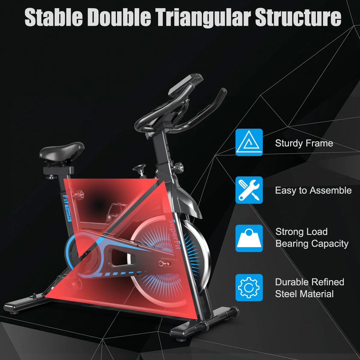 Indoor Cycling Stationary Bike Belt Drive Adjustable Resistance J685344
