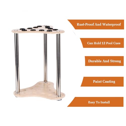 Brown Wood 12 Pool Cue Rack Stand P288