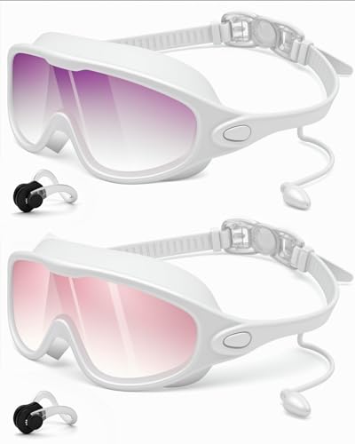 2 Pack Anti Fog UV Wide View Swim Goggles Y8407