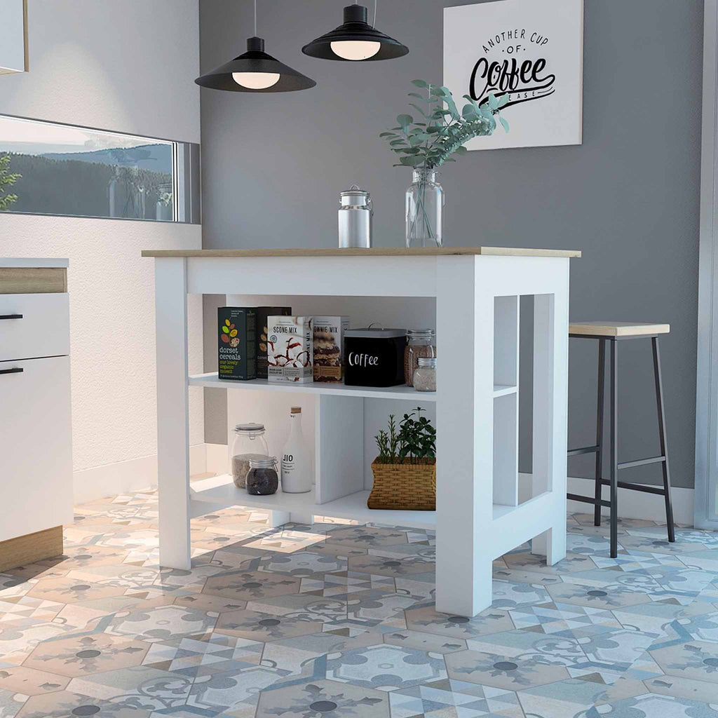 White Light-Oak Kitchen Island Q199163