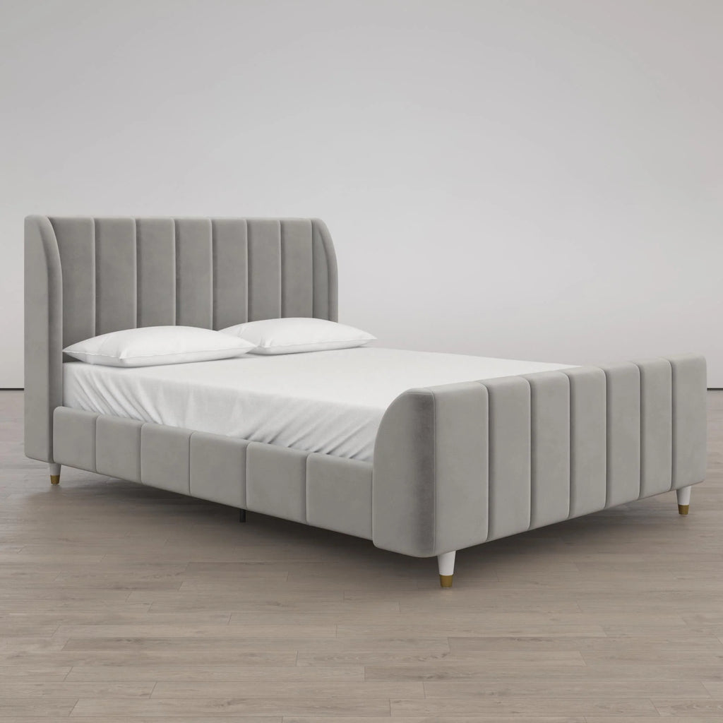 Gray Velvet Full Upholstered Bed F112