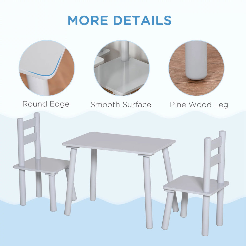 3-Piece Kids Wooden Table Chairs Set S7005