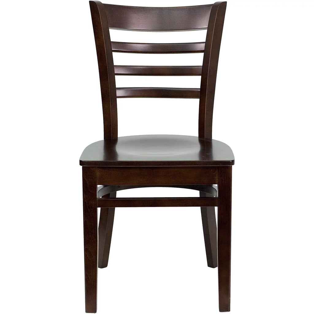 2 Pack Ladder Back Walnut Wood Chair K446229