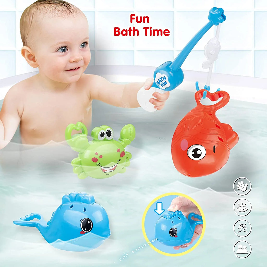 Mold Free Fishing Games Swimming Whales Water Table Pool Bath Toy for Toddlers N807619