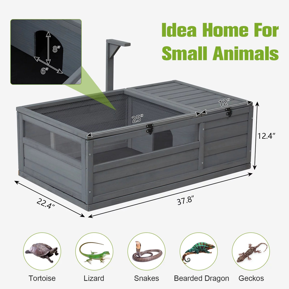 Large Wooden Tortoise House Enclosure with Support Frame U472090