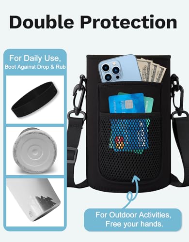 Insulated Water Bottle with Straw Lid Strap Carrier Boot & Paracord Handle G348
