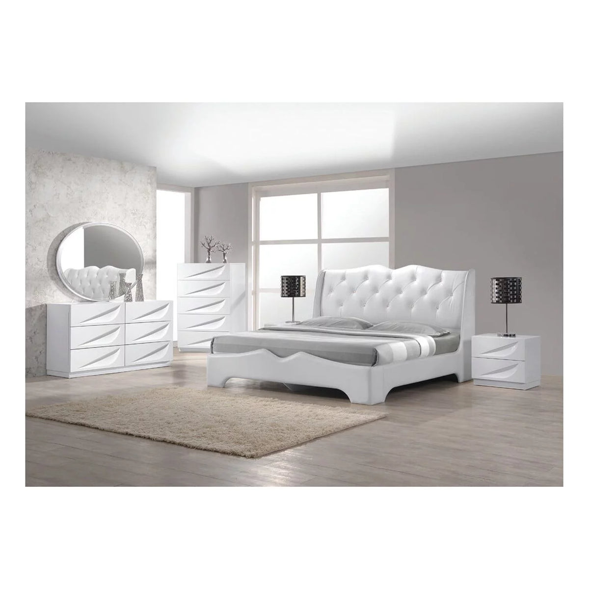 Off White 6 Drawer Poplar Wood Dresser K7802