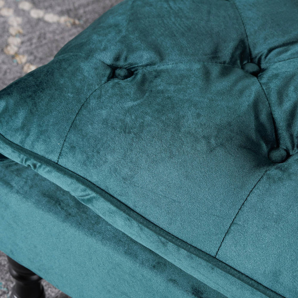 Teal Tufted Velvet Ottoman Bench H595160
