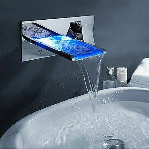 Chrome Finish LED Waterfall Bathroom Faucet R454