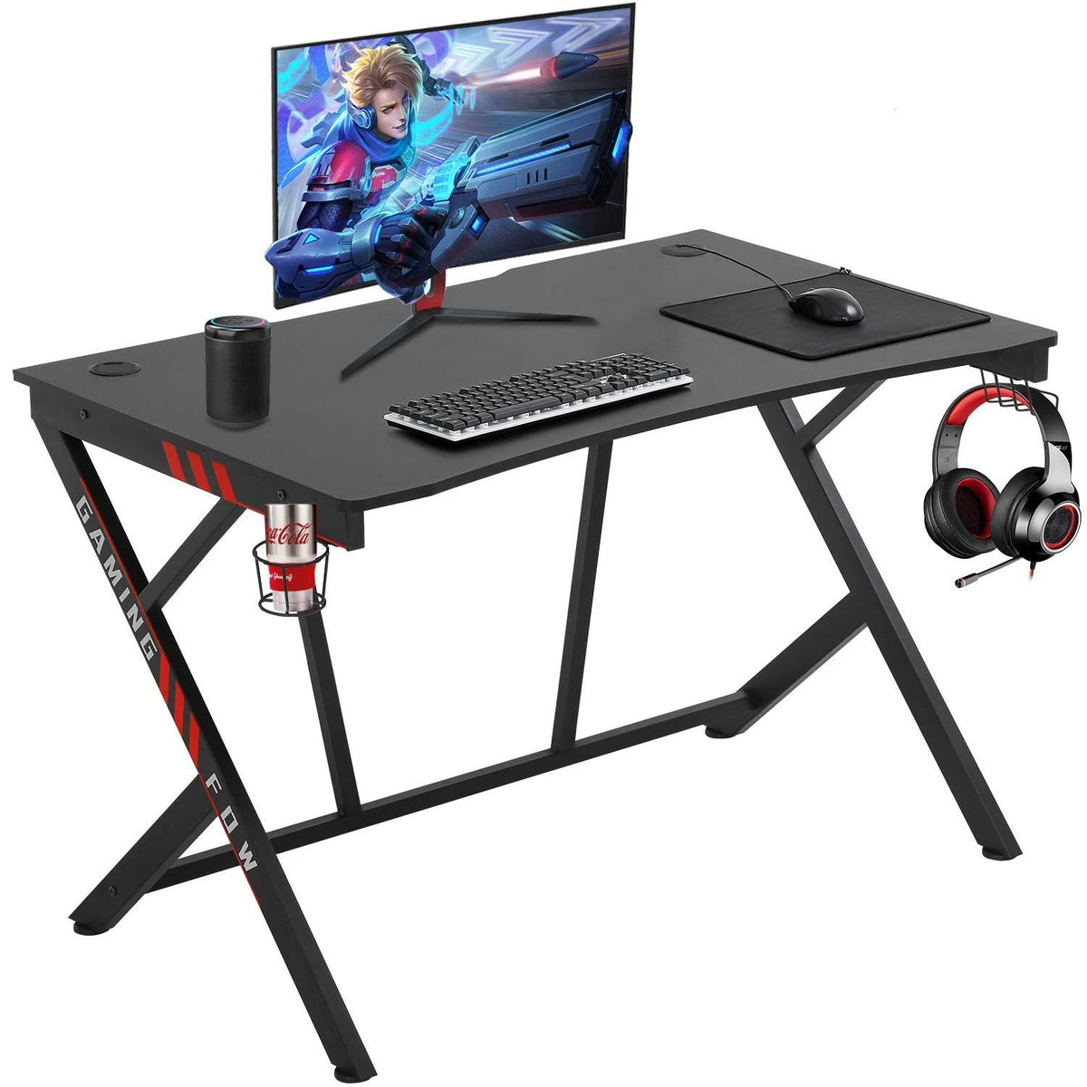 Gaming Desk Computer Desk Home Office Desk Racing Style Study Desk Extra Large Modern Ergonomic PC Carbon Fiber Writing Desk V523998