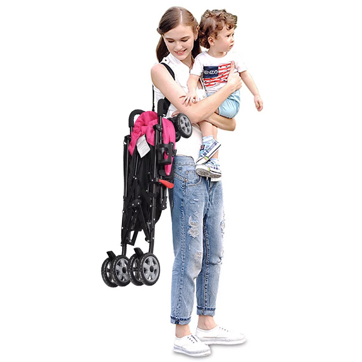 Folding Lightweight Umbrella Stroller with Storage Basket Black C326