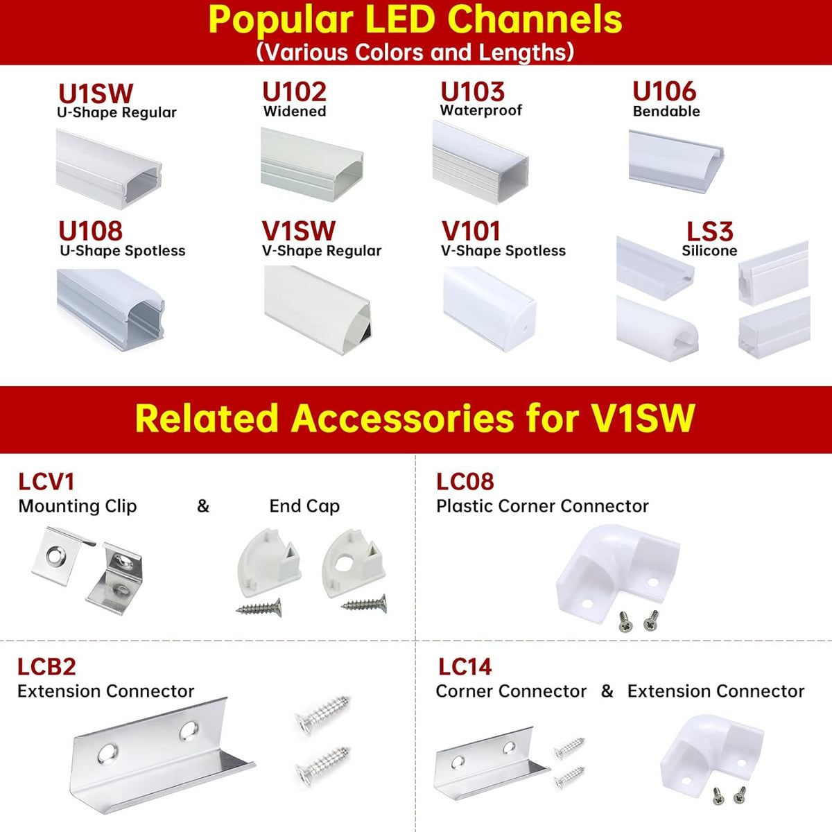 10 Pack 6.6FT Black Aluminum LED Channel System with Clear Cover Lens B560