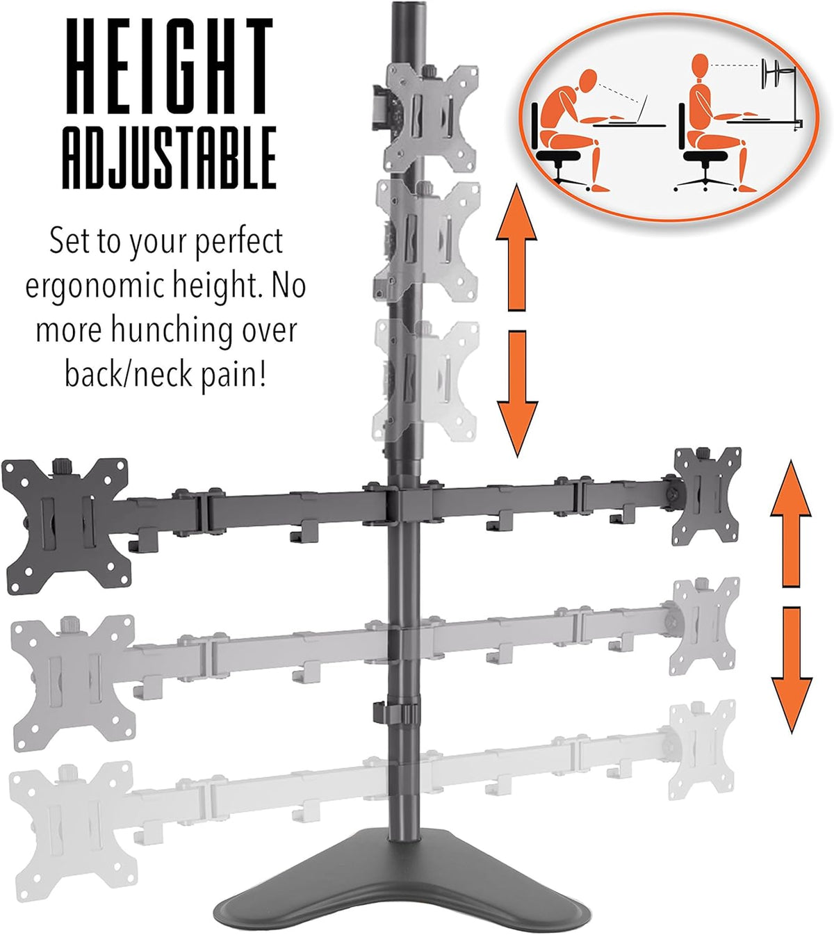 Freestanding Triple Monitor Mount Desk Stand with VESA Mounts V532