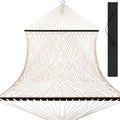 2-Person Woven Cotton Rope Double Hammock with Spreader Bars V2347