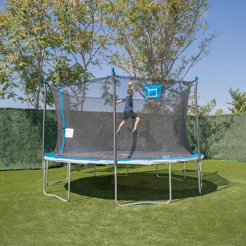14ft Trampoline and Enclosure with Basketball Hoop S32517