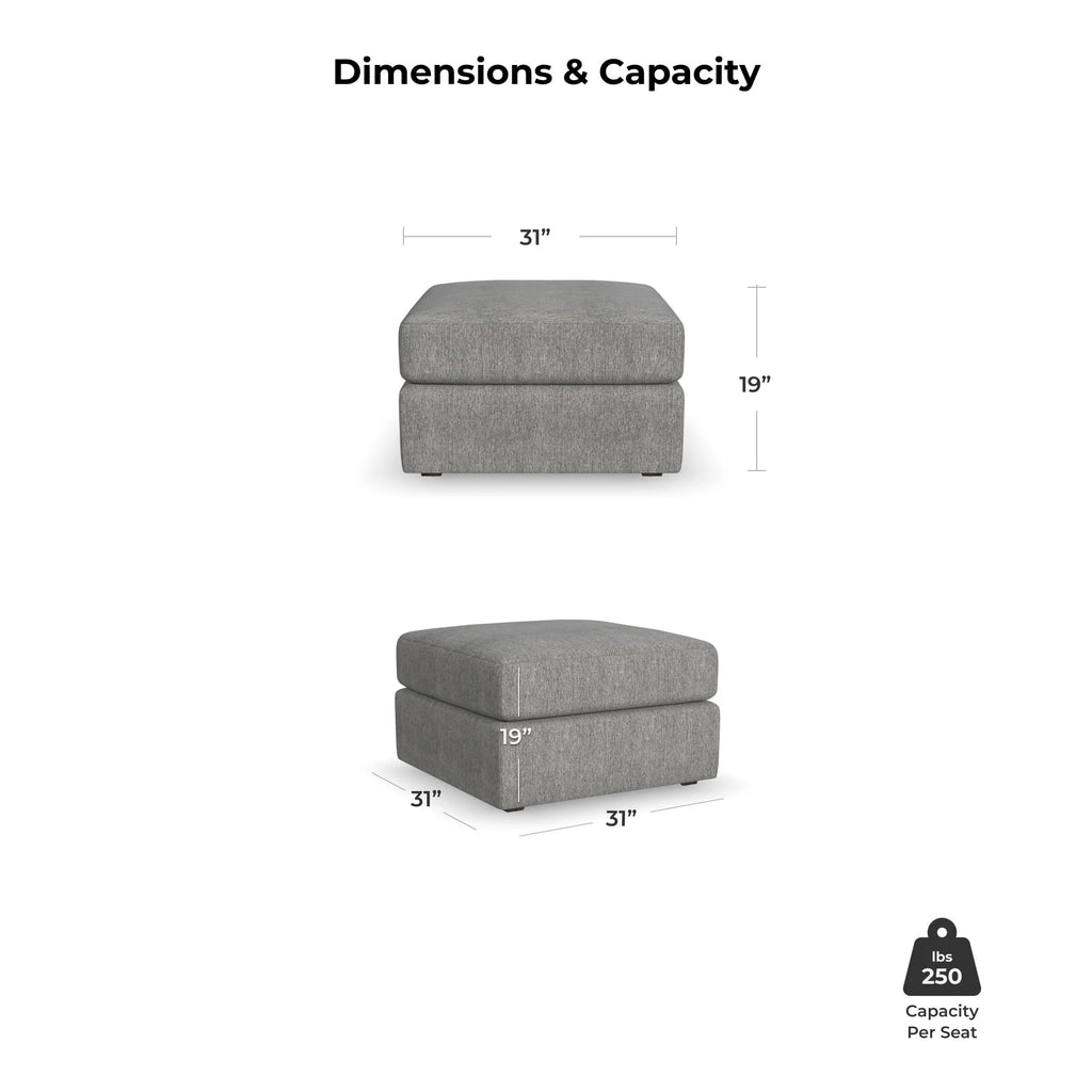 Gray Square Bumper Ottoman with Performance Fabric F42573