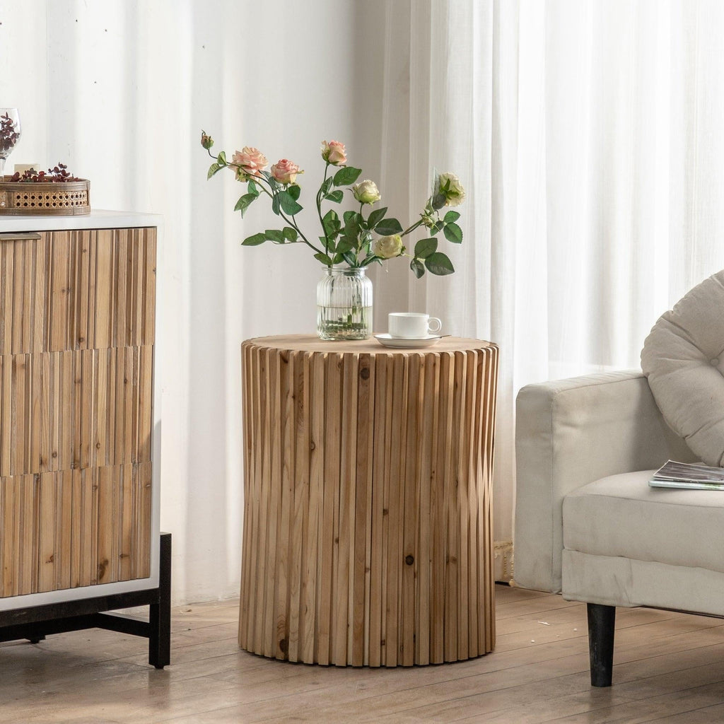 Cylindrical Coffee Table with Vertical Texture U135
