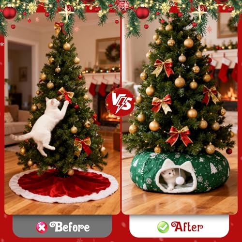 Cat Tunnel Bed Christmas Tree Skirt W1949