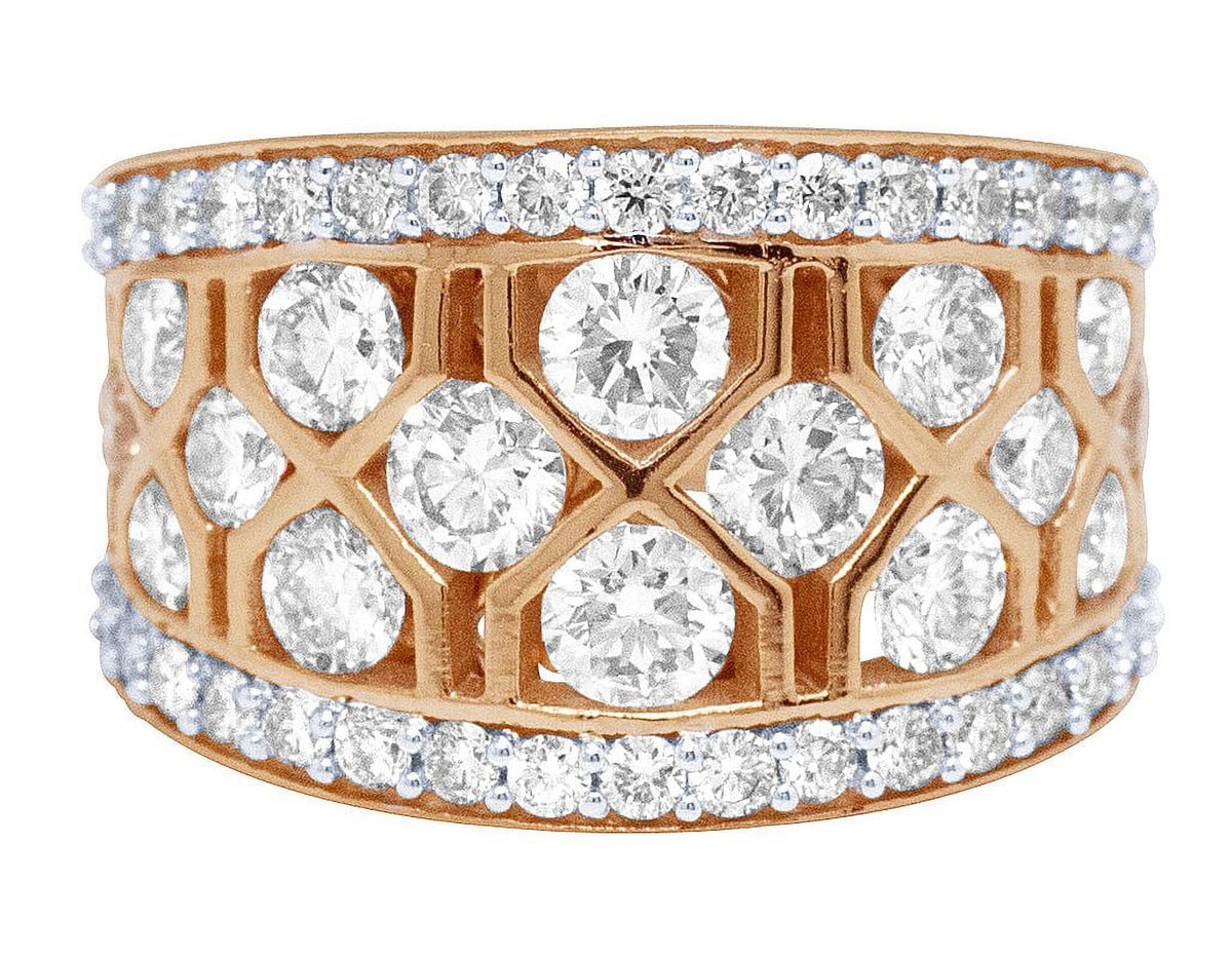 Geometric Mesh Diamond Band Ring L691