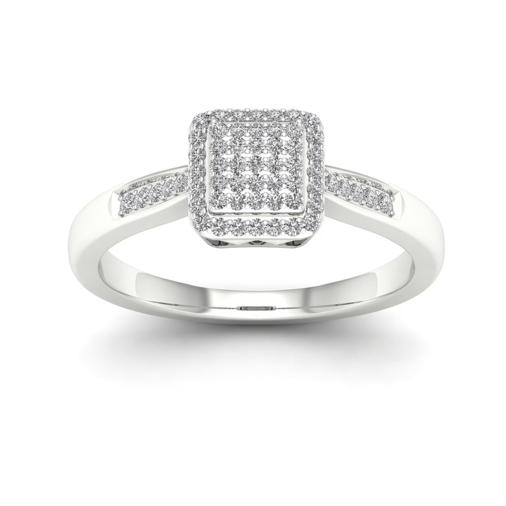 Sterling Silver Square Shape Engagement Ring Y751006