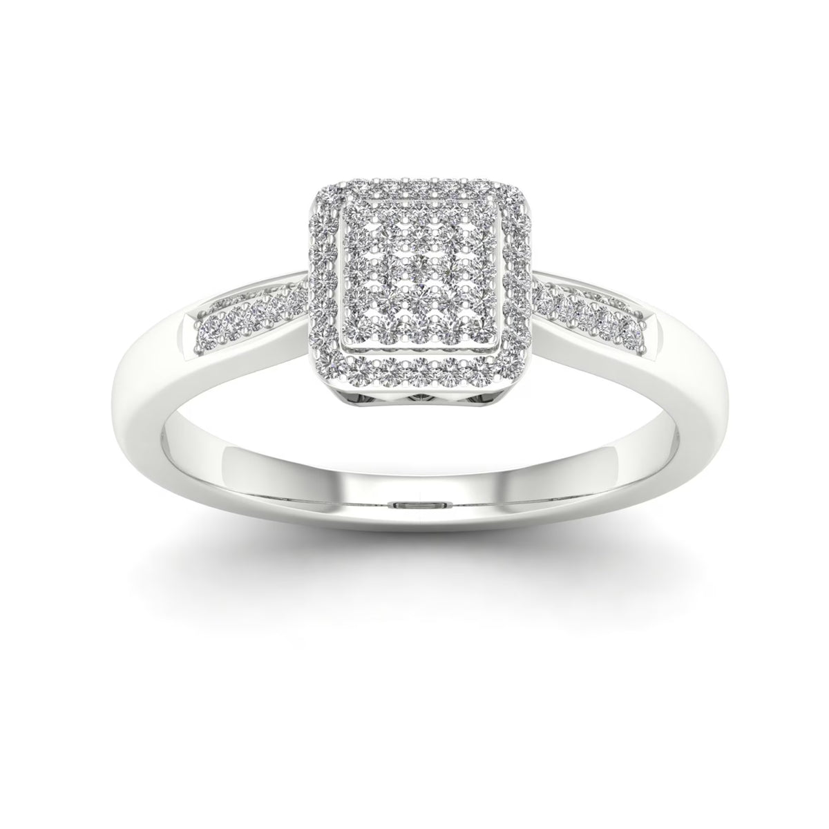 Sterling Silver Square Shape Engagement Ring Y751006