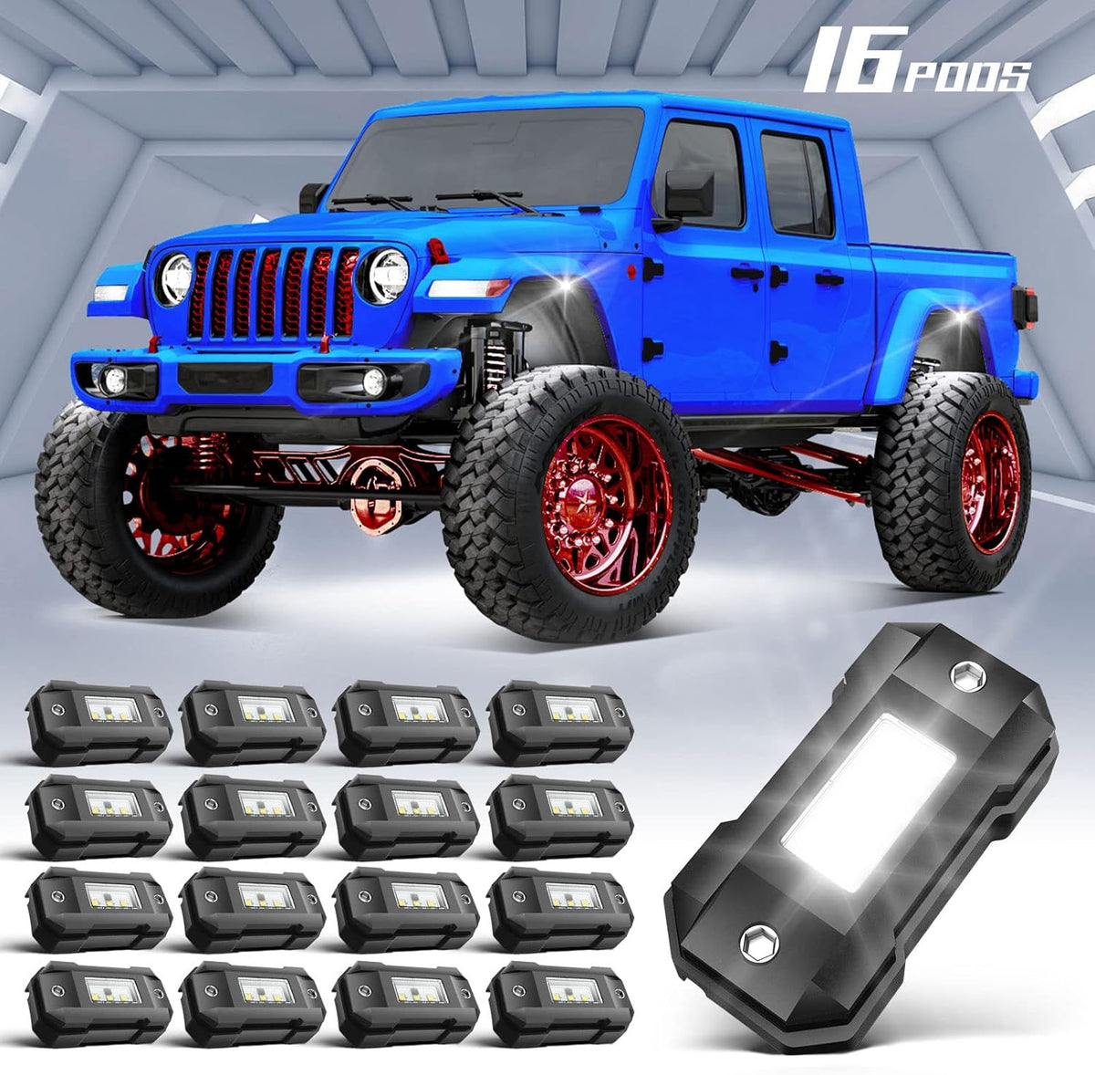 White 8 Pod Waterproof LED Rock Lights H79287