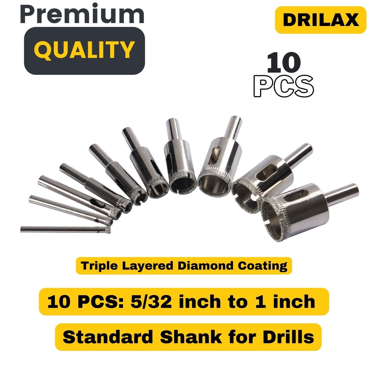 Diamond Drill Bit 10 Pieces Set L8328