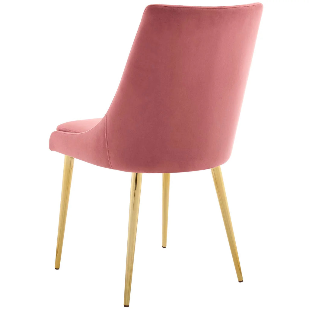 Pink Velvet Fabric Metal Steel Dining Chair X123187