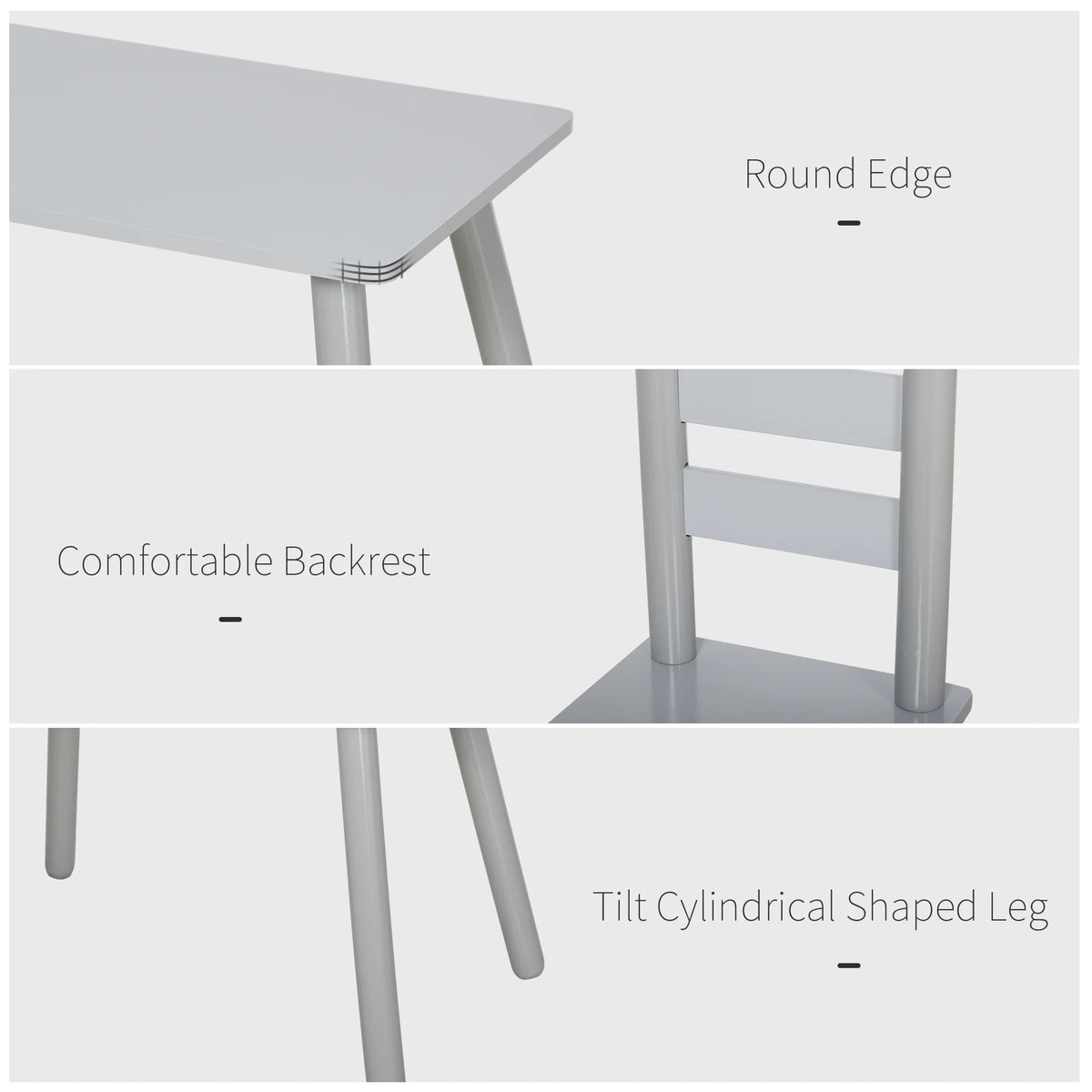 3-Piece Kids Wooden Table Chairs Set S7005